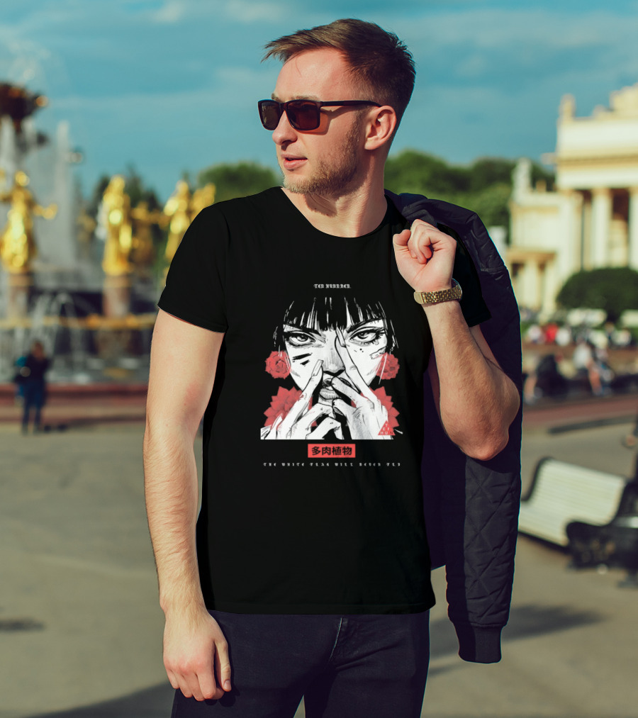 Ten Hundred The White Flag Will Never Fly Succulent Red Rose Manga Art T-Shirt