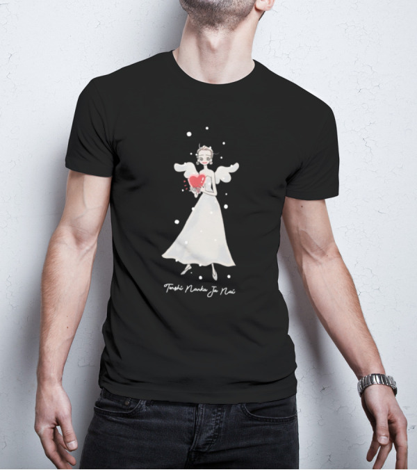 Tenshi Nanka Ja Nai Angel Illustration Holding Heart T-Shirt