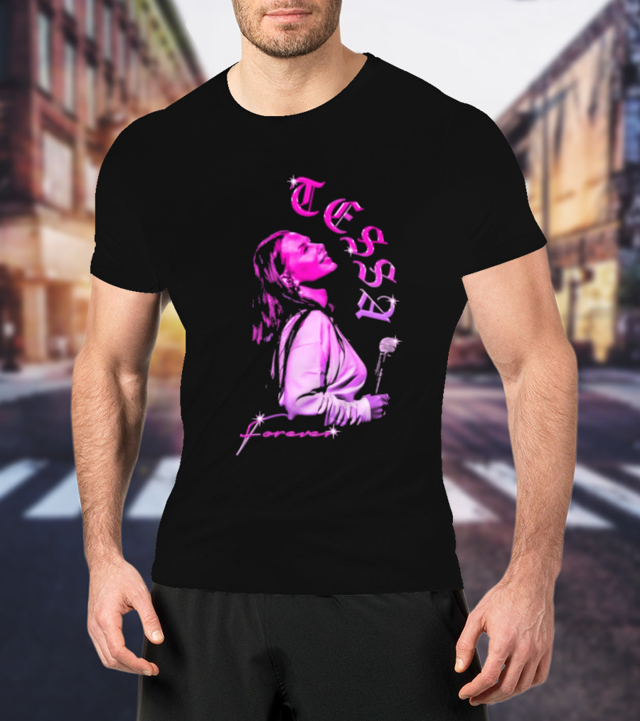 Tessa Forever Økologisk Pink Silhouette With Rose And Stars T-Shirt