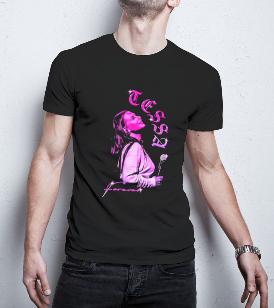 Tessa Forever Økologisk Pink Silhouette With Rose And Stars T-Shirt
