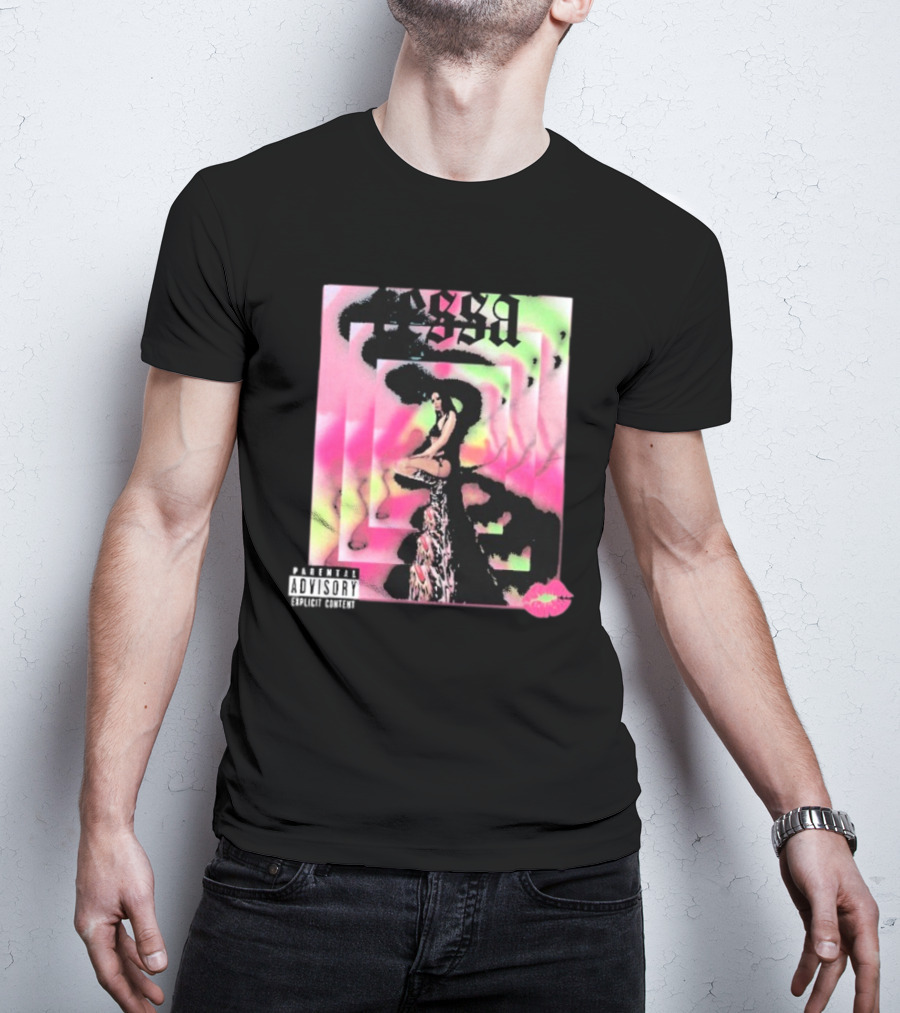 Tessa Mirror Kiss Parental Advisory Pink And Green Spiral T-Shirt