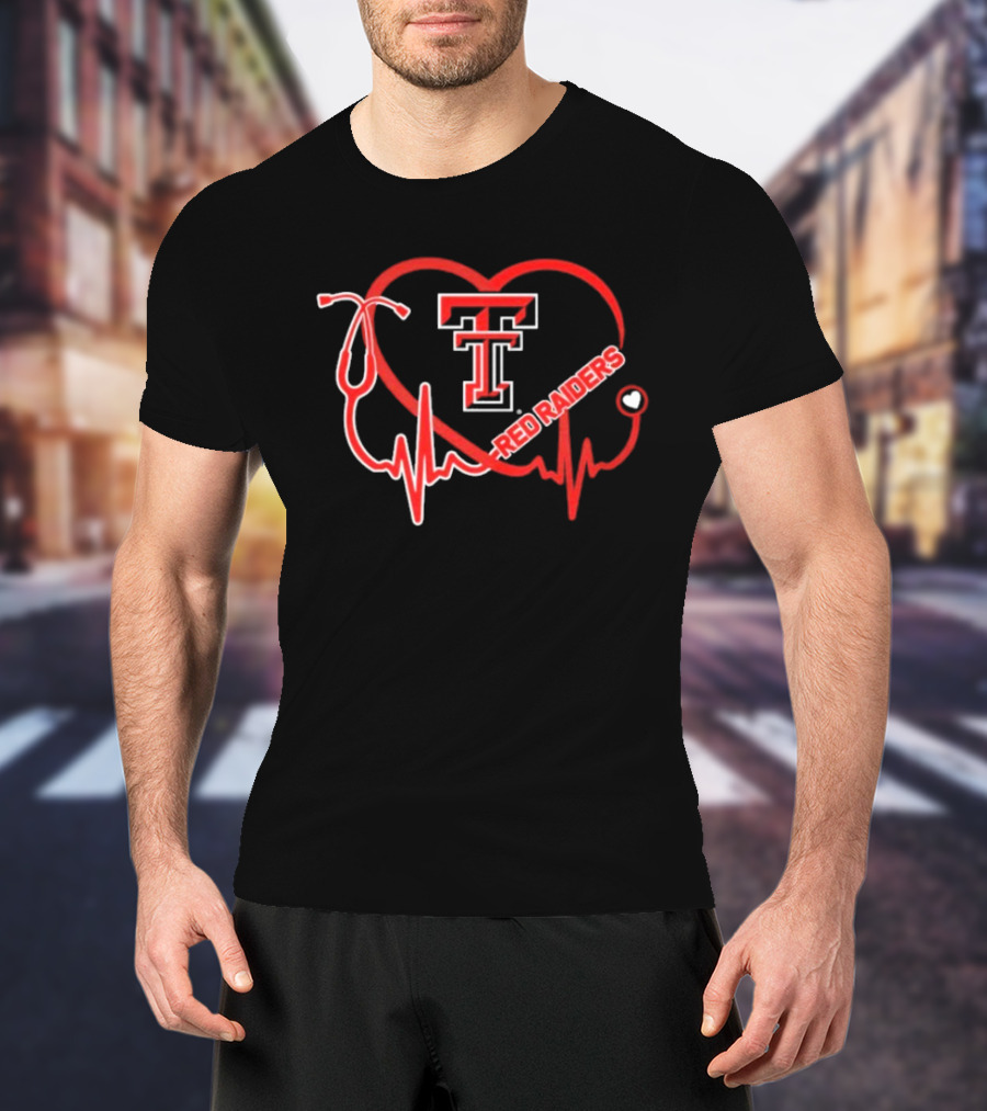 Texas Tech Red Raiders Heartbeat Nurse Stethoscope Icon T-Shirt