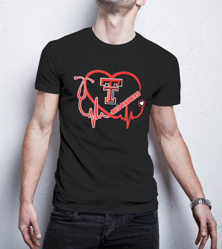 Texas Tech Red Raiders Heartbeat Nurse Stethoscope Icon T-Shirt