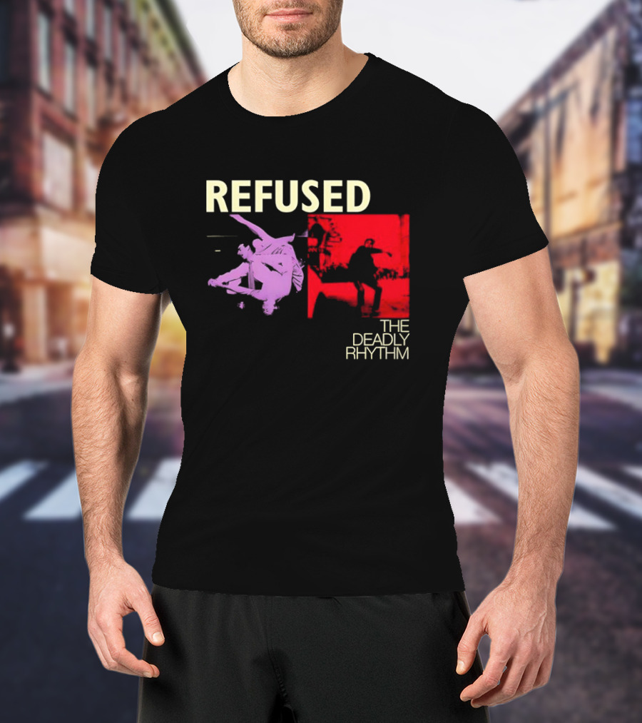 Refused The Deadly Rhythm Skater Red And Purple Imagery T-Shirt