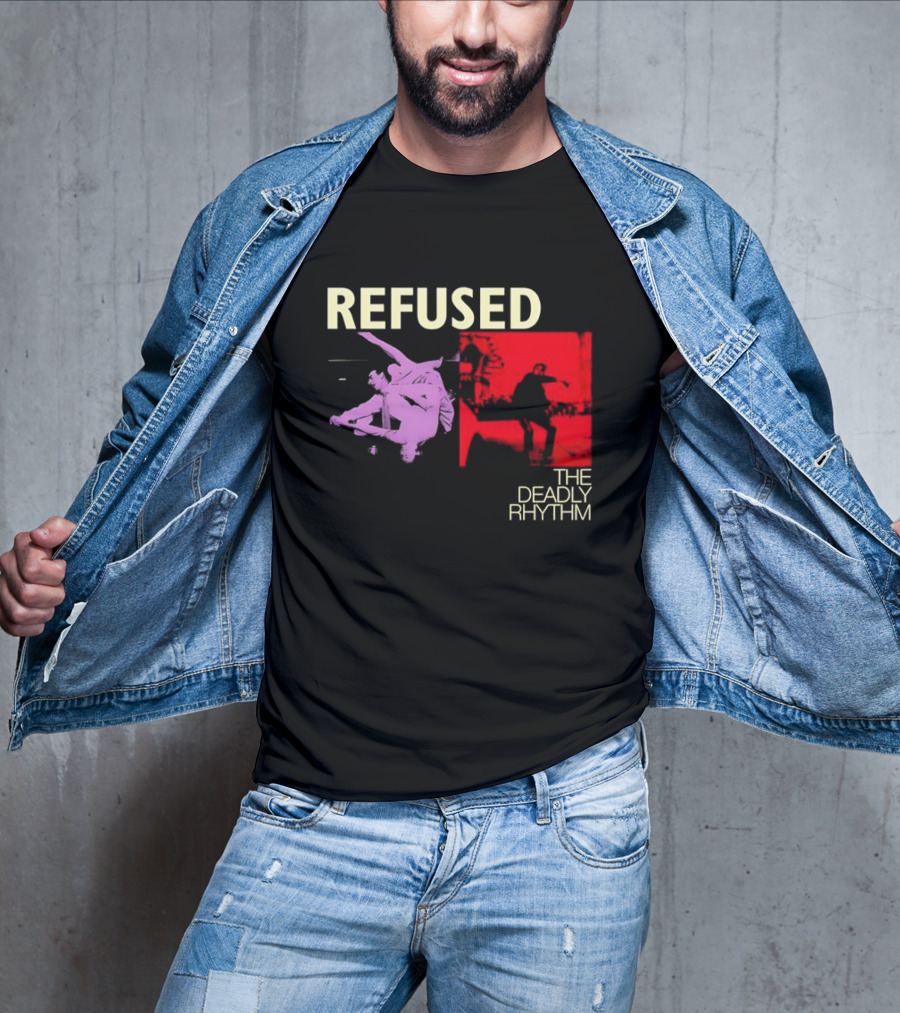 Refused The Deadly Rhythm Skater Red And Purple Imagery T-Shirt