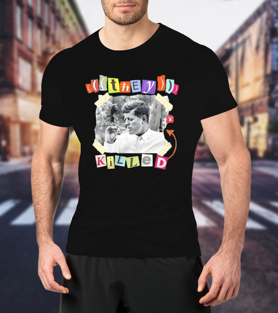 They Killed John F. Kennedy Smoking Retro Style T-Shirt