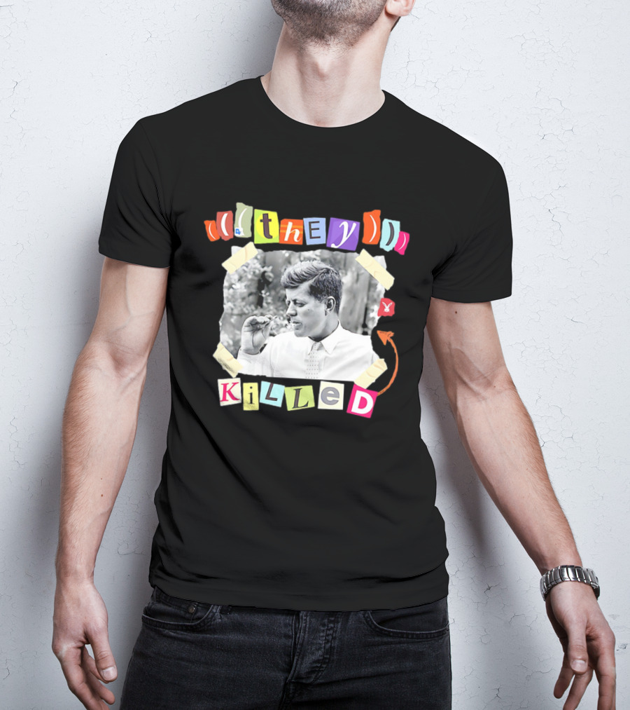 They Killed John F. Kennedy Smoking Retro Style T-Shirt