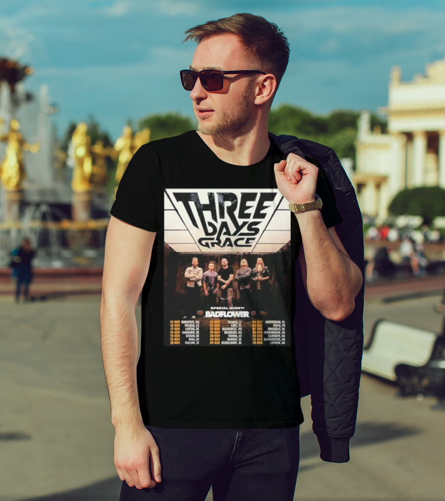 Three Days Grace UK And EU Tour 2025 Dates With Special Guests Badflower T-Shirt
