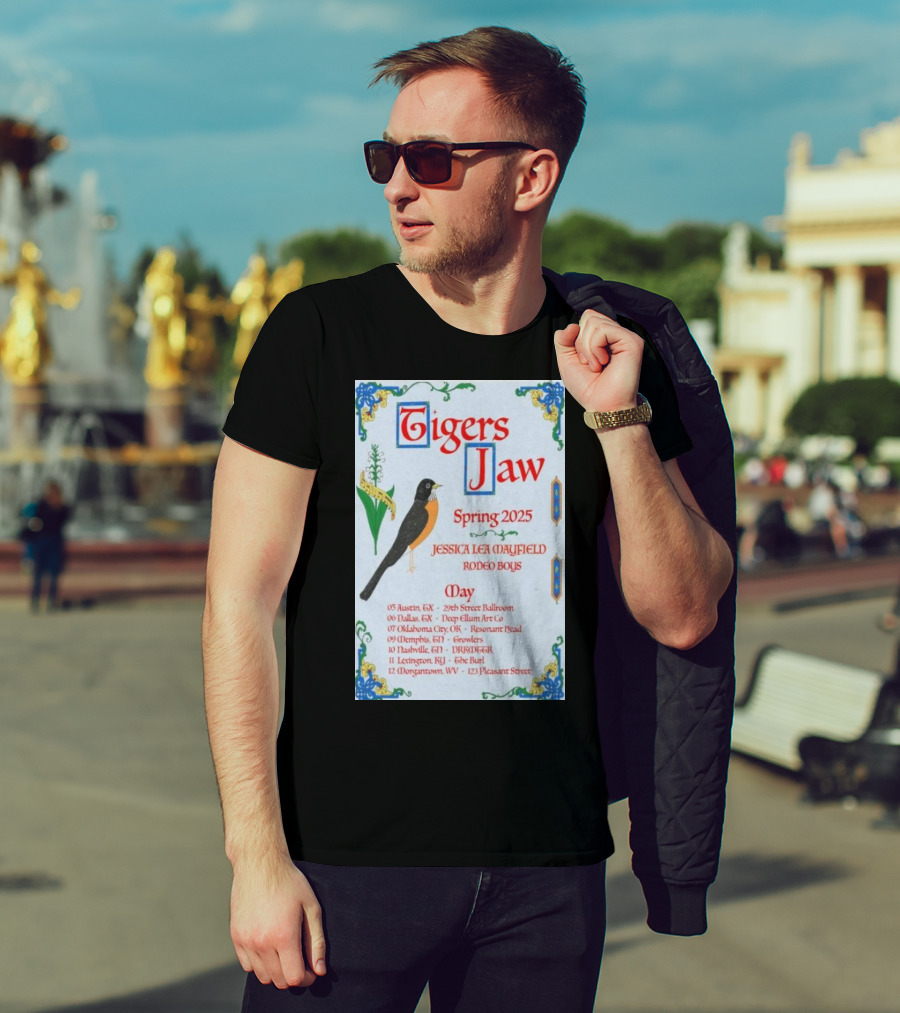 Tigers Jaw Spring 2025 Tour Jessica Lea Mayfield Rodeo Boys May 05 Austin TX 29th Street Ballroom T-Shirt