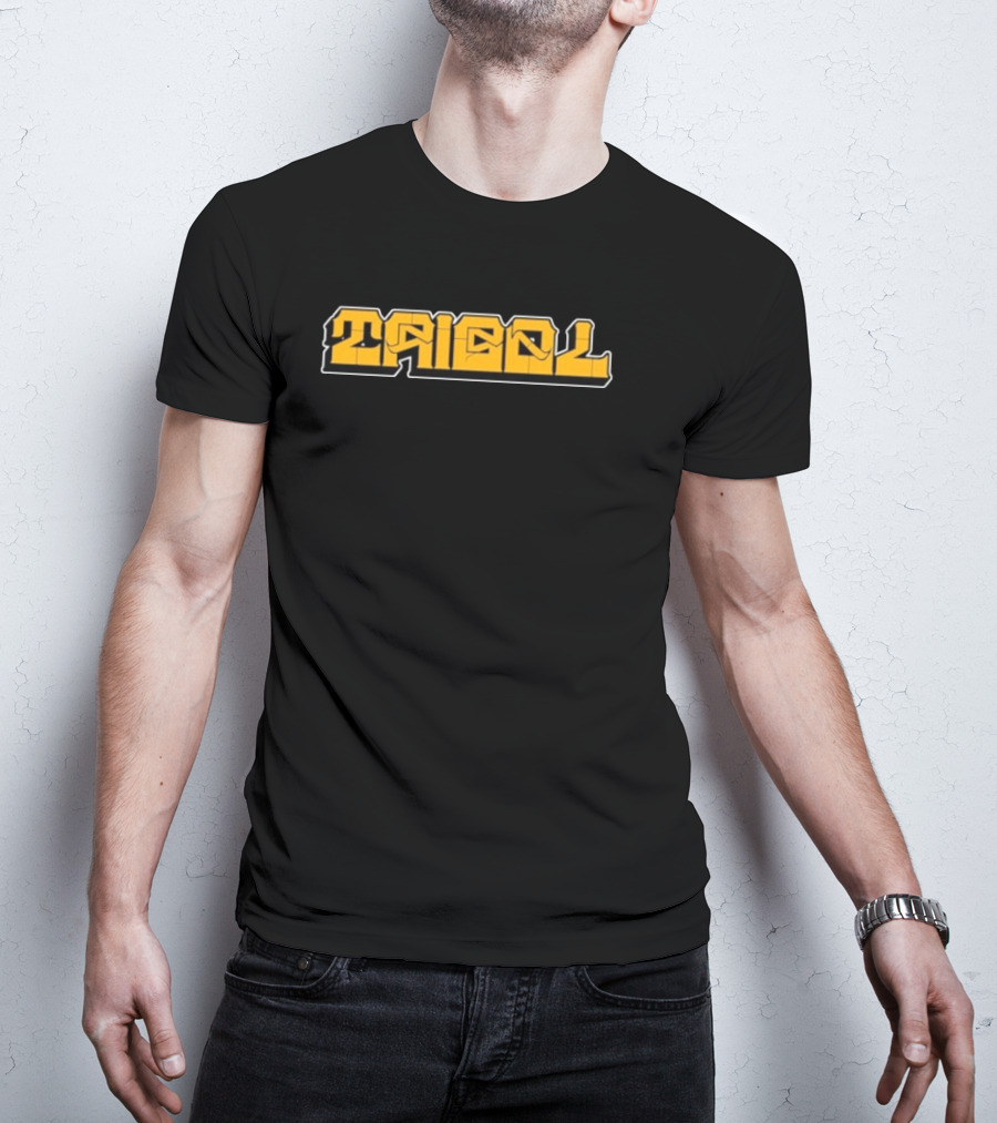 Tribal Gear Victim Gold Graffiti Font Bold Yellow Text T-Shirt