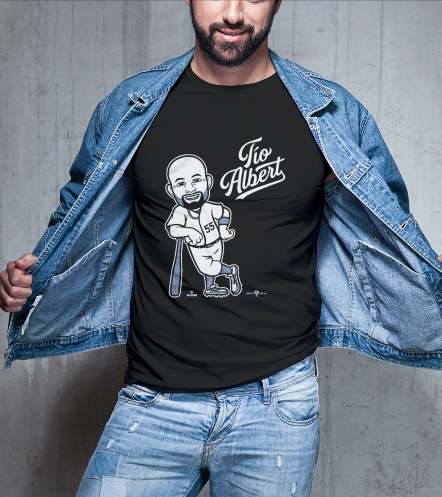 Tío Albert Baseball Player Cartoon With Bat And Number 55 T-Shirt