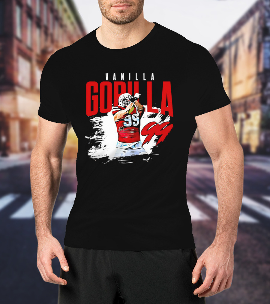 Vanilla Gorilla Number 99 Football Jersey Athlete Action Pose T-Shirt