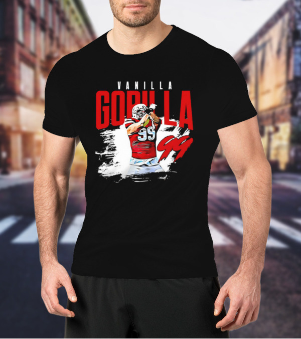 Vanilla Gorilla Number 99 Football Jersey Athlete Action Pose T-Shirt