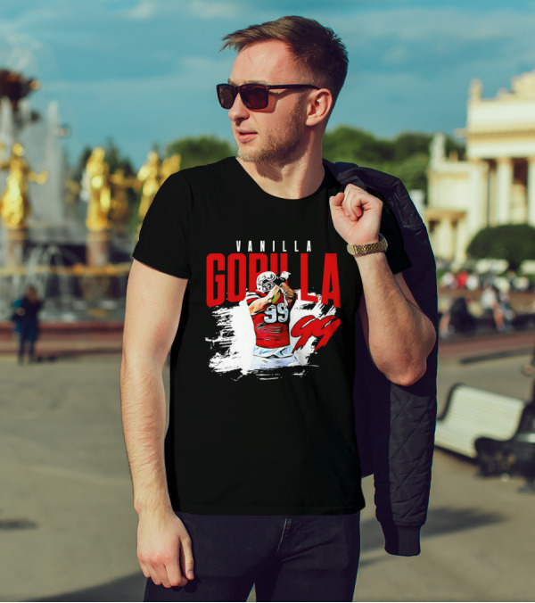 Vanilla Gorilla Number 99 Football Jersey Athlete Action Pose T-Shirt