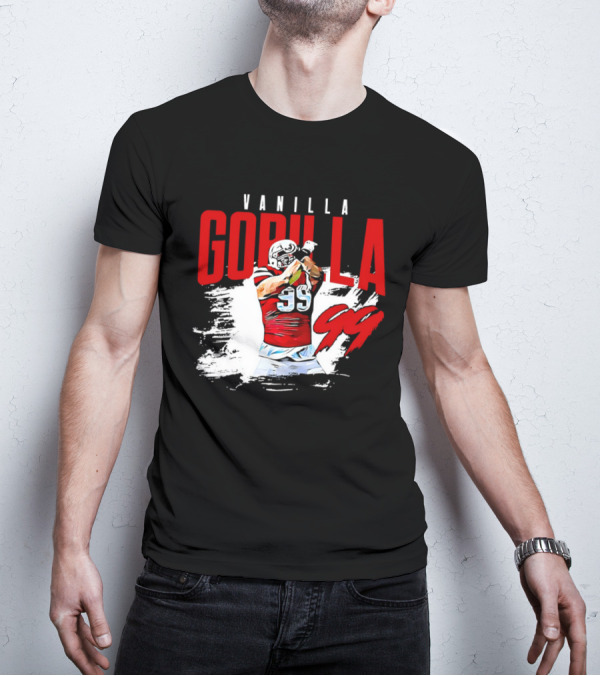 Vanilla Gorilla Number 99 Football Jersey Athlete Action Pose T-Shirt