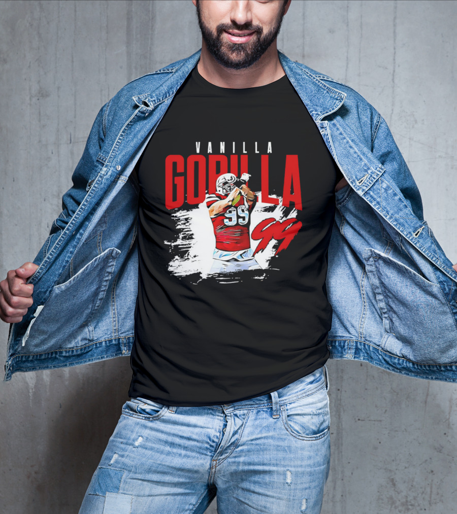 Vanilla Gorilla Number 99 Football Jersey Athlete Action Pose T-Shirt