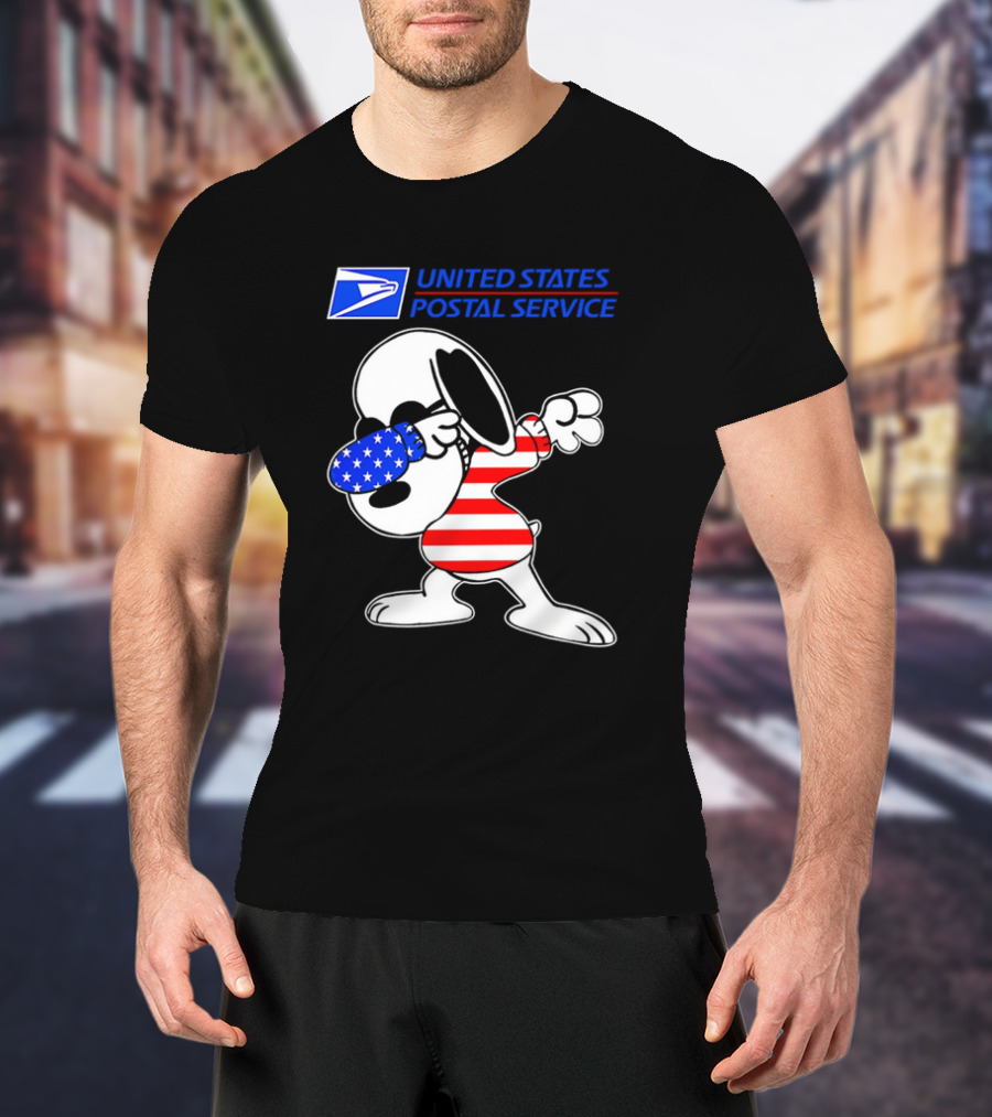 USPS United States Postal Service Snoopy Dabbing American Flag T-Shirt