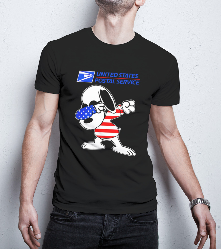 USPS United States Postal Service Snoopy Dabbing American Flag T-Shirt