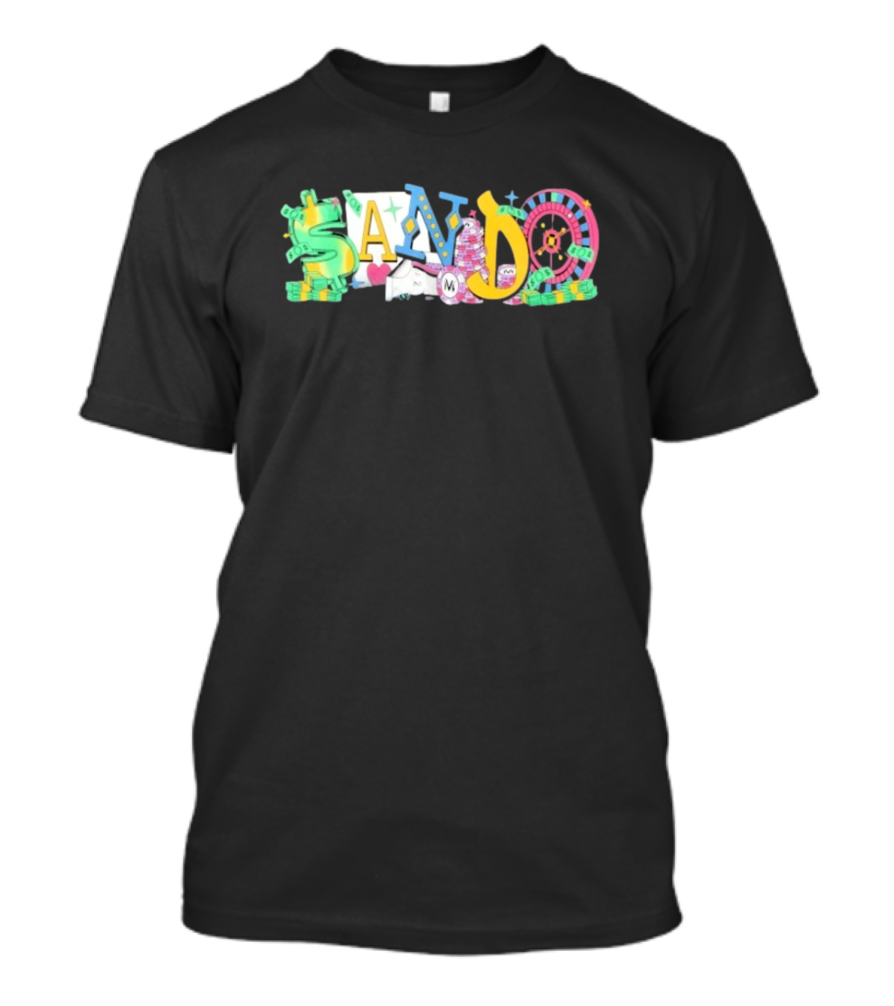 Vegas Matt Sando Casino Theme Money Roulette And Dice T-Shirt