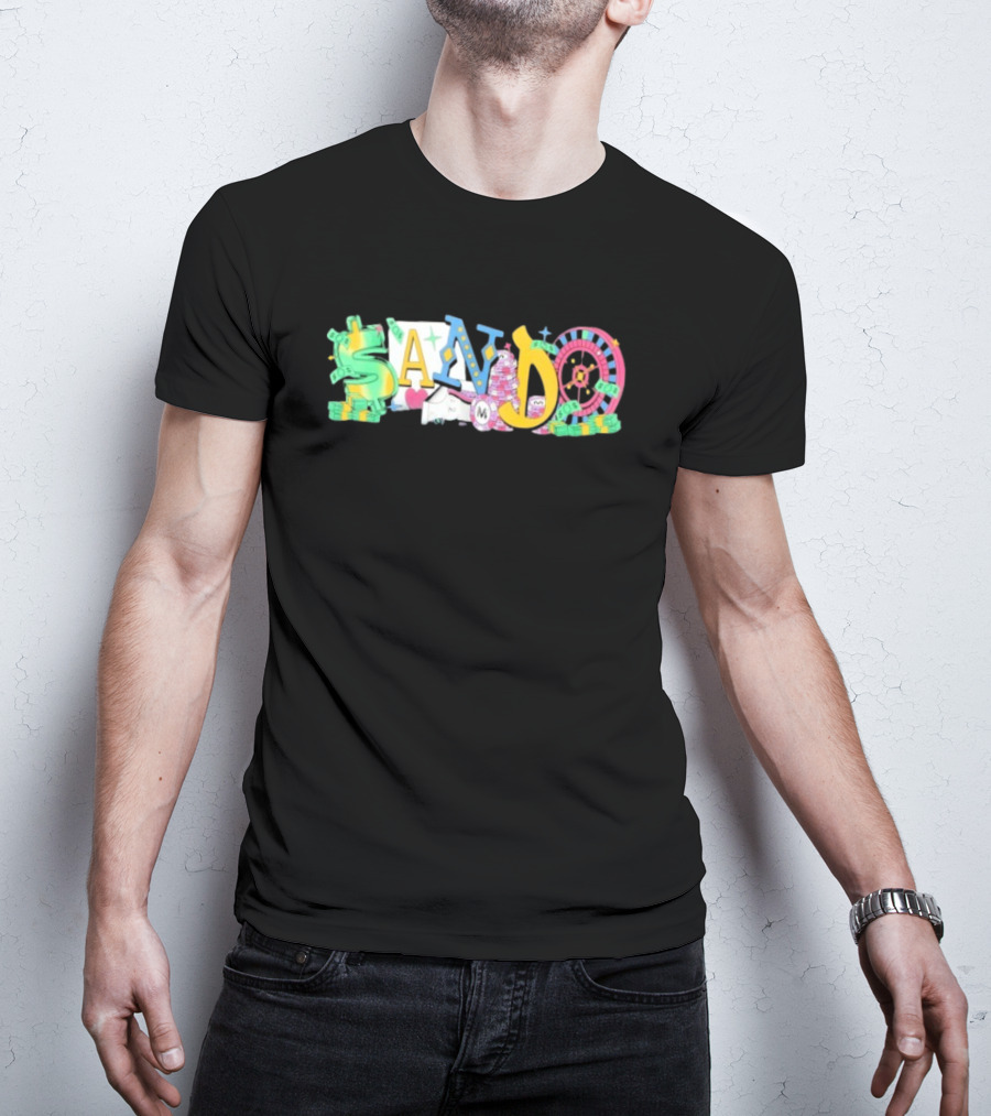 Vegas Matt Sando Casino Theme Money Roulette And Dice T-Shirt