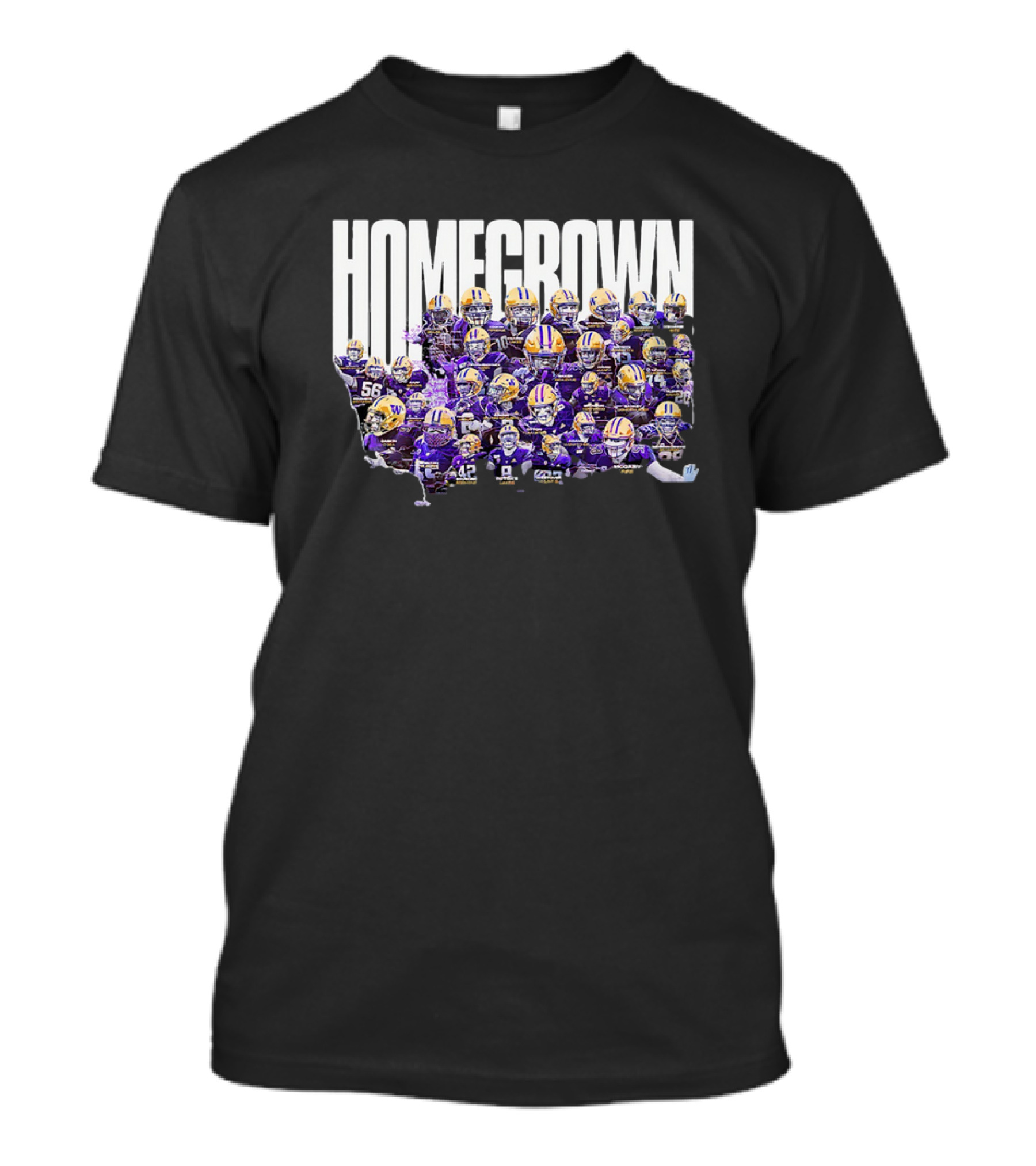 Washington Huskies Homegrown Football Players Collage T-Shirt