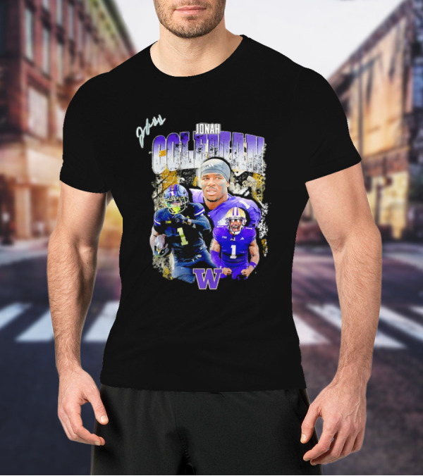Jonah Coleman Washington Huskies Simply College Football W Player Signature T-Shirt
