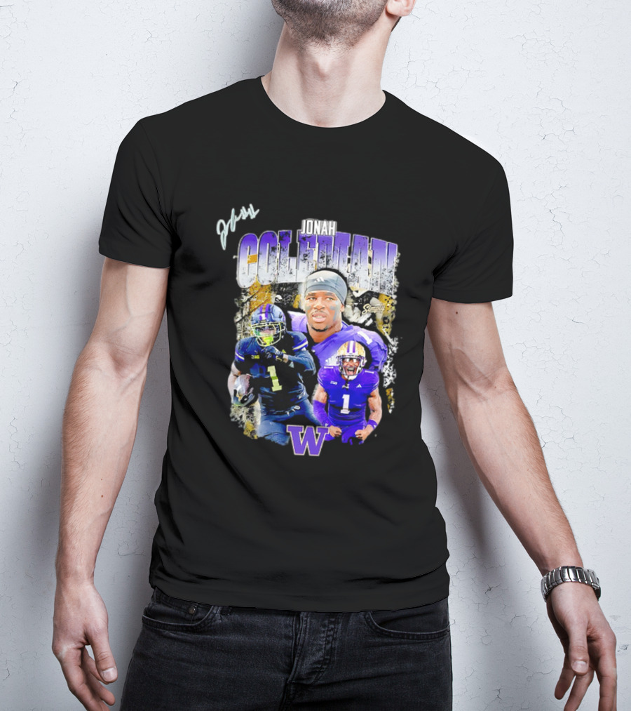 Jonah Coleman Washington Huskies Simply College Football W Player Signature T-Shirt