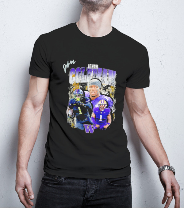 Jonah Coleman Washington Huskies Simply College Football W Player Signature T-Shirt