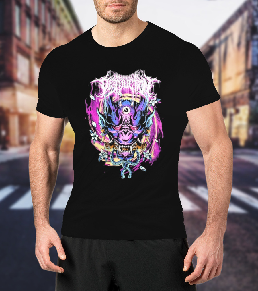 Within Destruction Psychedelic Oni Mask With Floral Accents T-Shirt