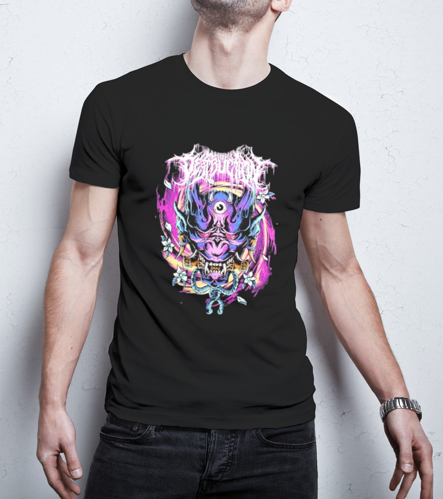 Within Destruction Psychedelic Oni Mask With Floral Accents T-Shirt