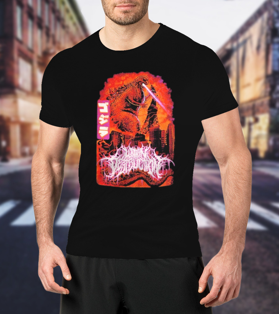 Within Destruction Reptile Kaiju Tokyo Destruction Scene T-Shirt