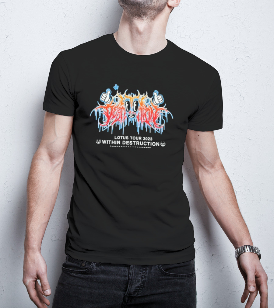 Within Destruction Lotus Tour 2023 Thumbs Up Dripping Graffiti Style T-Shirt