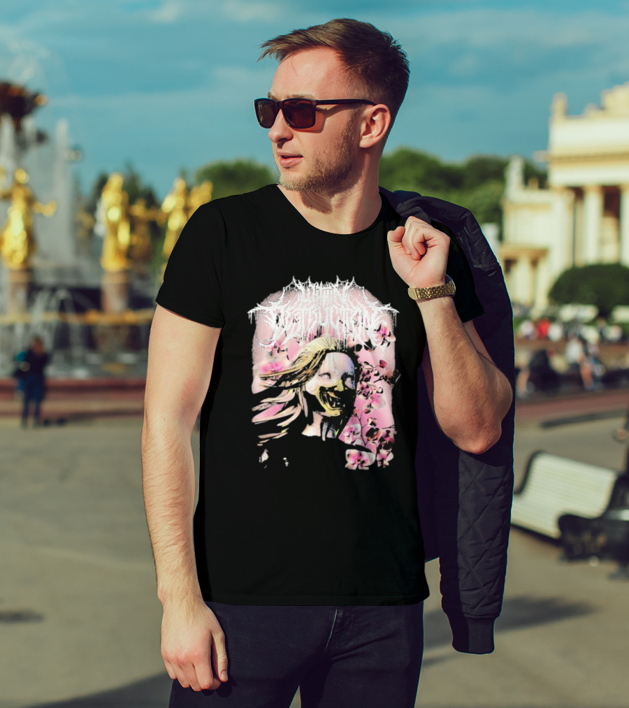 Within Destruction Yokai Cherry Blossoms Masked Face Design T-Shirt