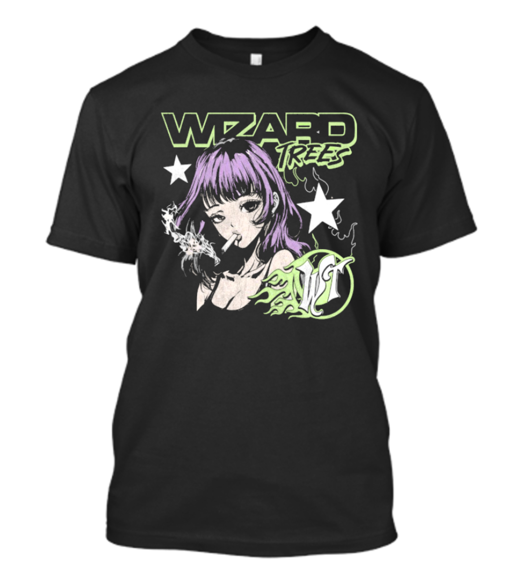 Wizard Trees Anime Waifu Smoking Concept T-Shirt