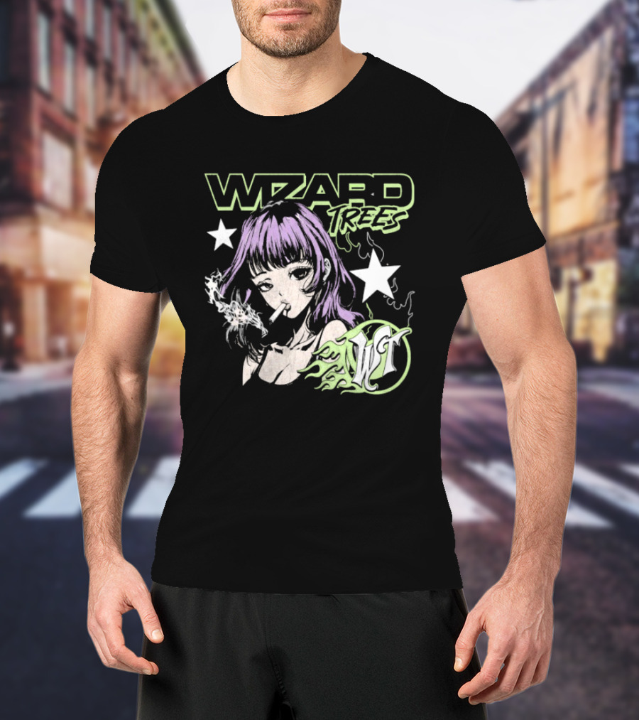 Wizard Trees Anime Waifu Smoking Concept T-Shirt