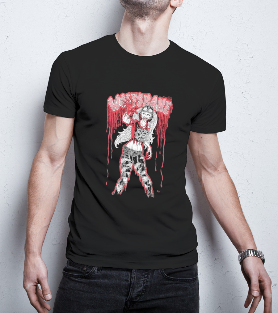 Wolfsbane Kathy Wilson Zombie All Hell’s Breaking Loose Dripping Red Design With Grungy Character Style T-Shirt