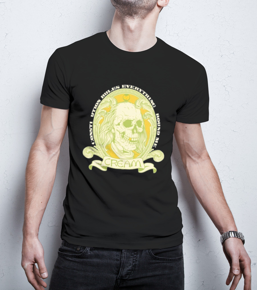 Wu-Tang Clan Constitution Rules Everything Around Me Skull Cream T-Shirt