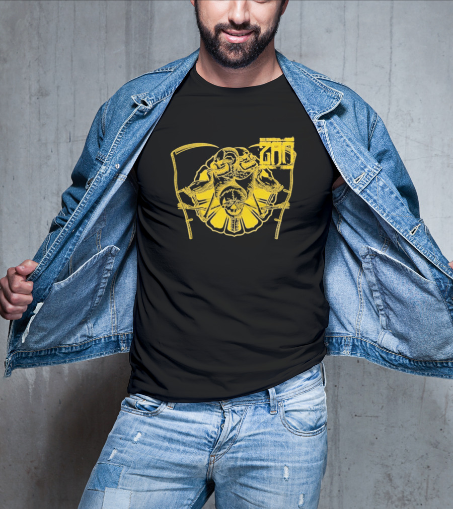 Zao Croatoan Skeleton With Scythe And Chains Monochrome Design T-Shirt
