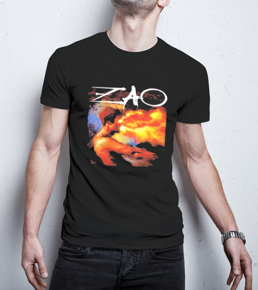 Zao Fiery Abstract Artwork With Dynamic Earth Tones T-Shirt