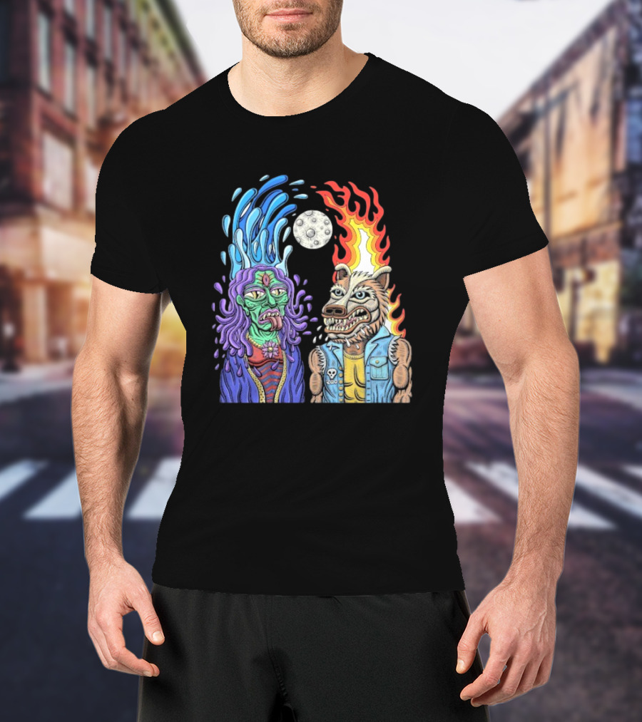 Zao Mother Father Surreal Alien Zombie Werewolf Battle Fire Water Psycho De Mayo Clown Moon Art T-Shirt