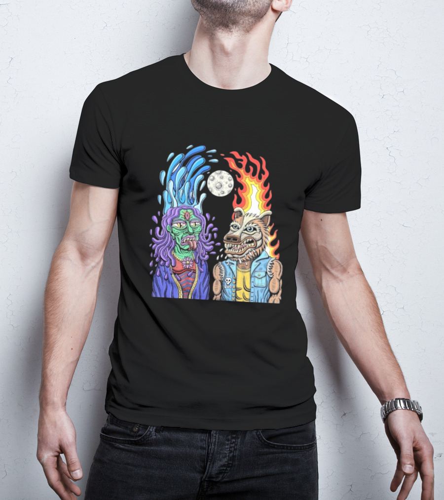 Zao Mother Father Surreal Alien Zombie Werewolf Battle Fire Water Psycho De Mayo Clown Moon Art T-Shirt