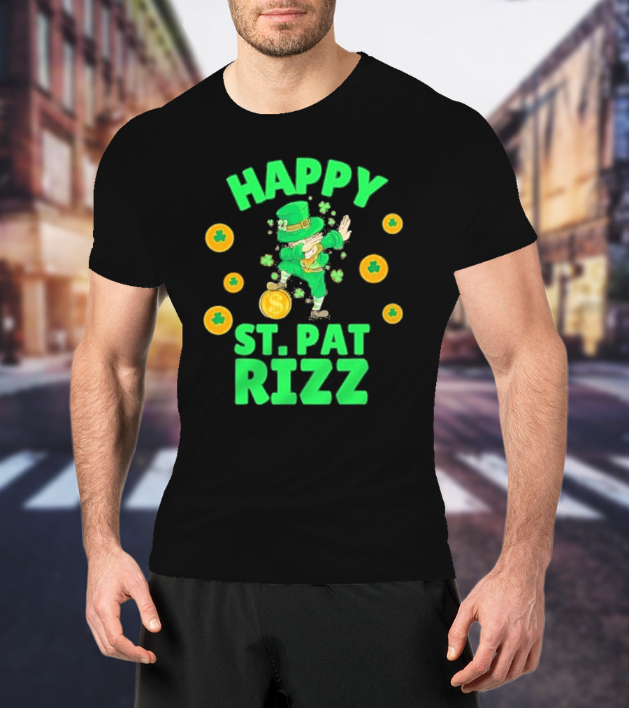 Happy St. Pat Rizz Leprechaun Coins And Shamrocks T-Shirt