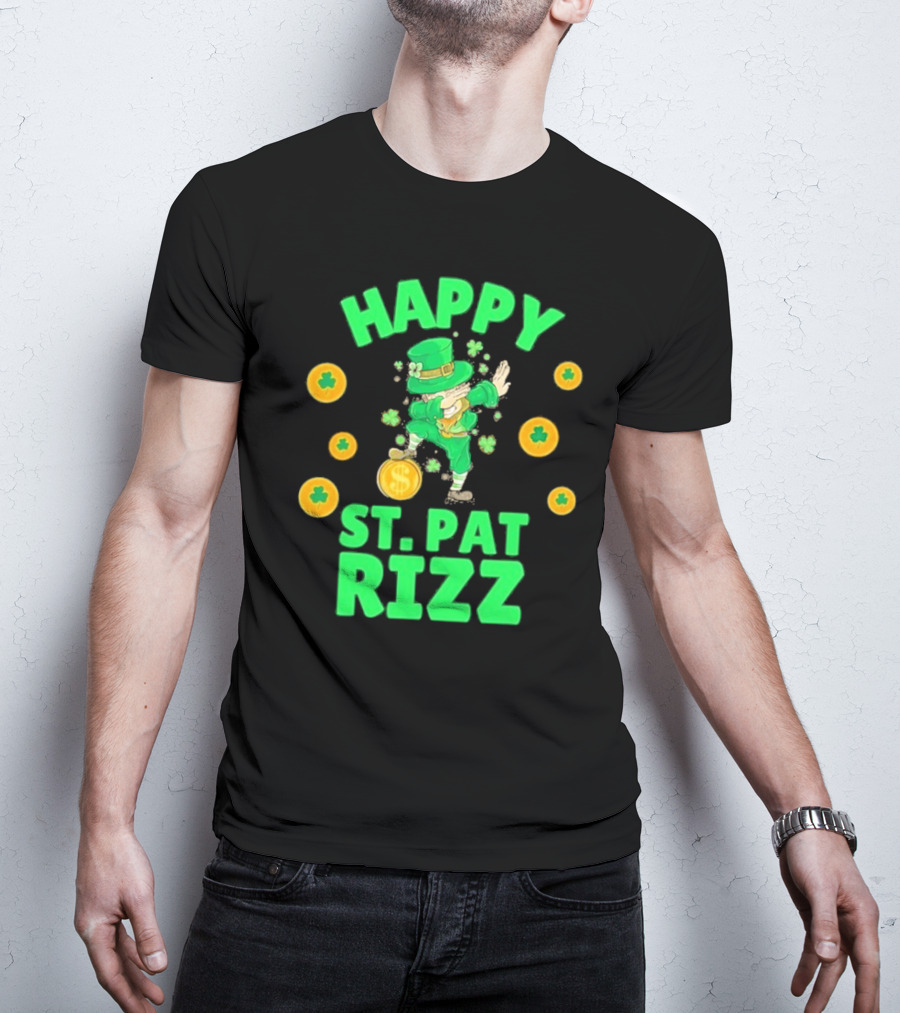 Happy St. Pat Rizz Leprechaun Coins And Shamrocks T-Shirt