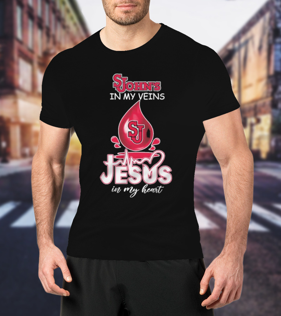 St. John's Red Storm In My Veins Jesus In My Heart T-Shirt