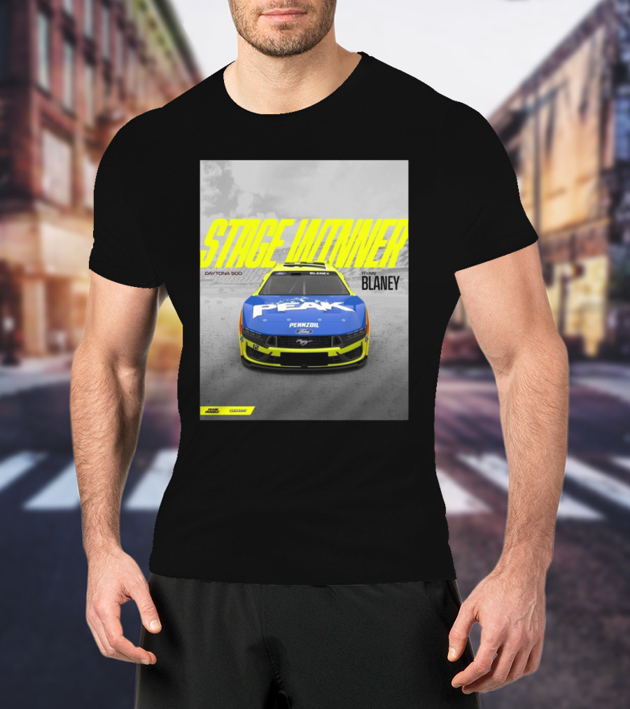 Stage Winner Daytona 500 Ryan Blaney Peak Pennzoil Ford Mustang Team Penske T-Shirt