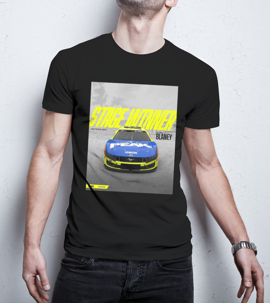 Stage Winner Daytona 500 Ryan Blaney Peak Pennzoil Ford Mustang Team Penske T-Shirt