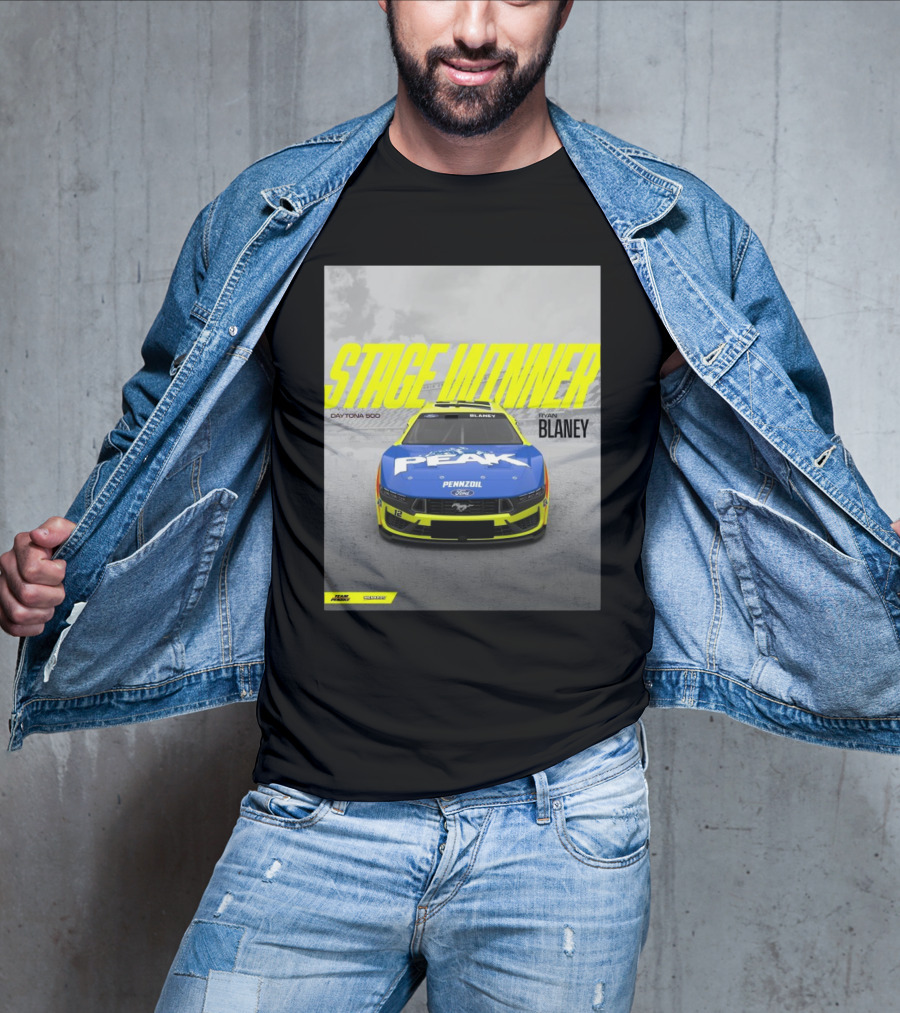 Stage Winner Daytona 500 Ryan Blaney Peak Pennzoil Ford Mustang Team Penske T-Shirt