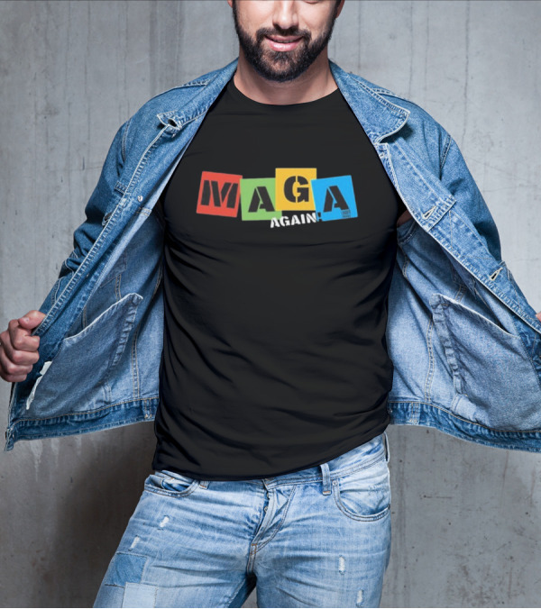 MAGA Again Block Letters Primary Colors T-Shirt