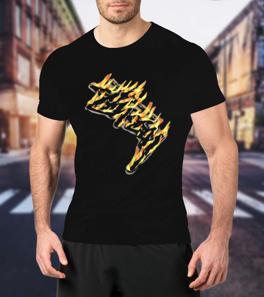 Stussy Burning Stock Flame Graphic Midnight T-Shirt