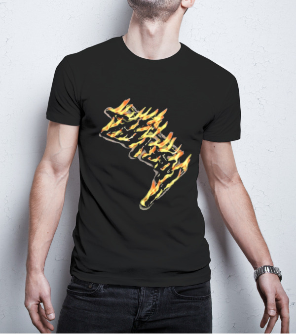 Stussy Burning Stock Flame Graphic Midnight T-Shirt